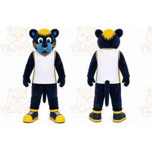 Blue Big Cat Mascot Costume for Sports Events