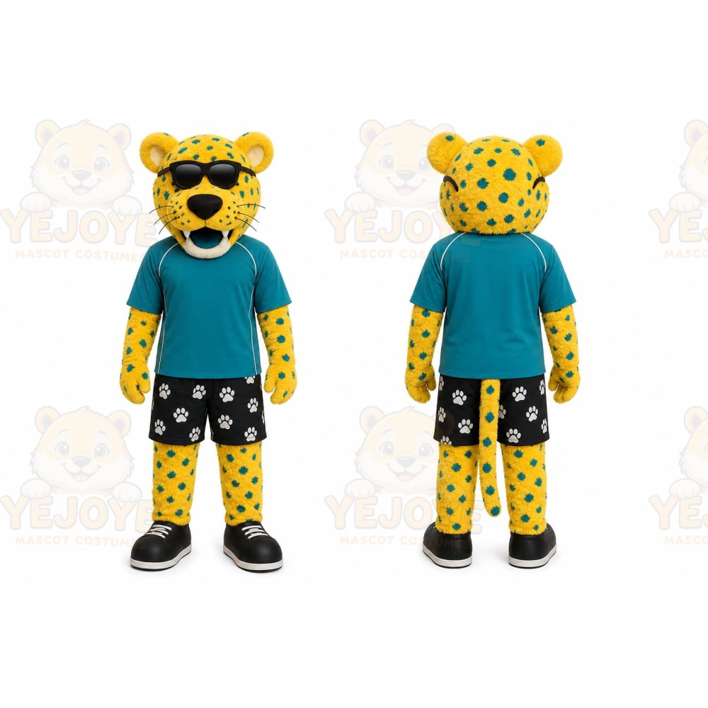 Yellow Cheetah Mascot Costume for Sports Events