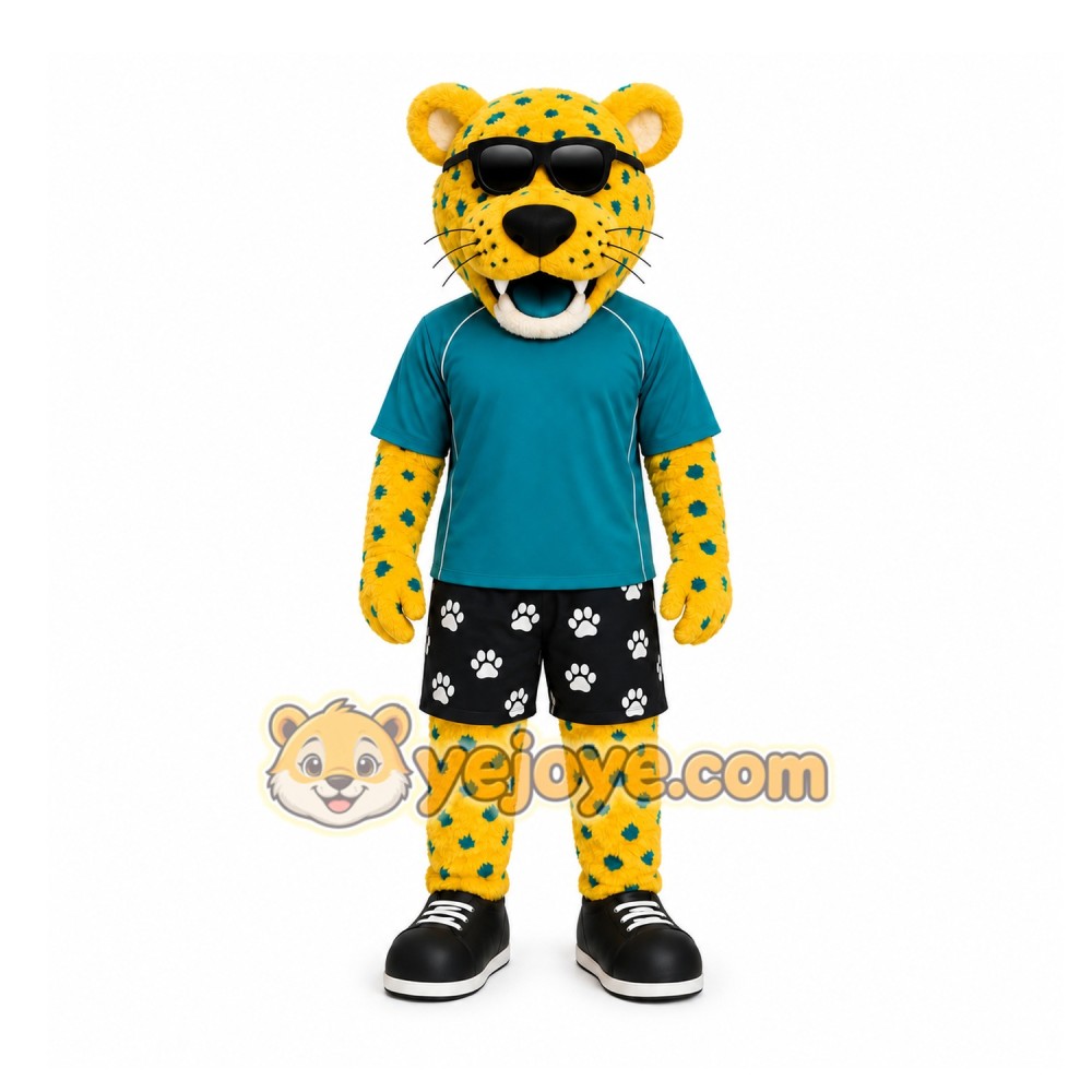 Yellow Cheetah Mascot Costume for Sports Events Yellow Cheetah Mascot Costume for Sports Events