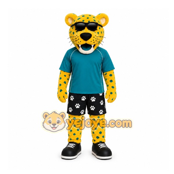 Yellow Cheetah Mascot Costume for Sports Events