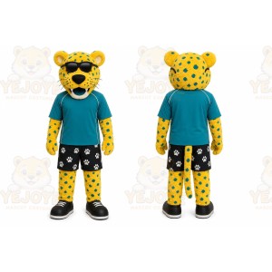 Yellow Cheetah Mascot Costume for Sports Events
