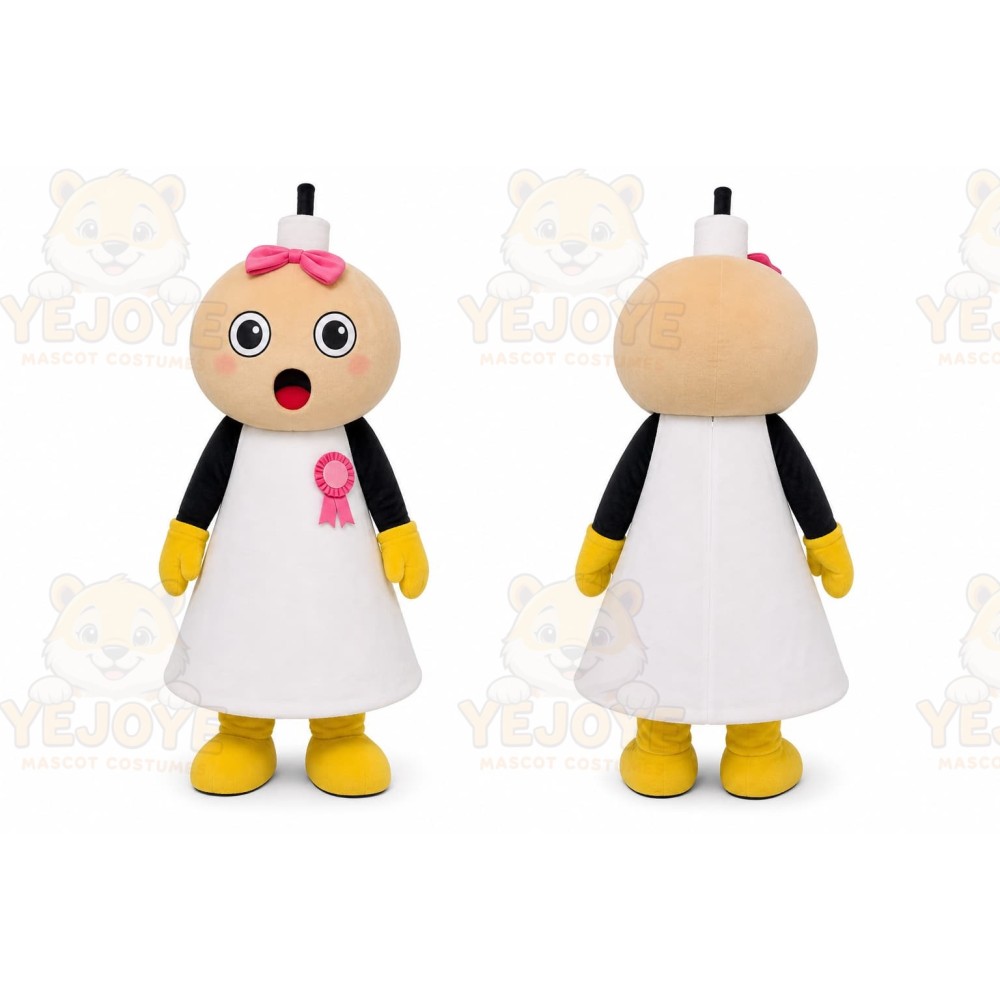 White Award Ribbon Mascot Costume for School Events
