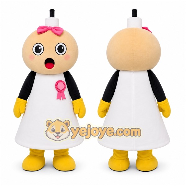 White Award Ribbon Mascot Costume for School Events