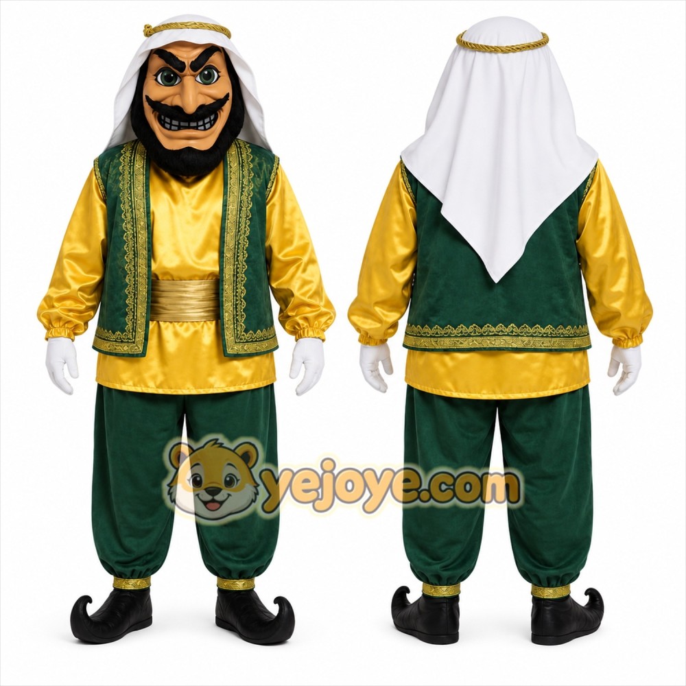 Green Middle Eastern Man Mascot Costume for Events and Promotions