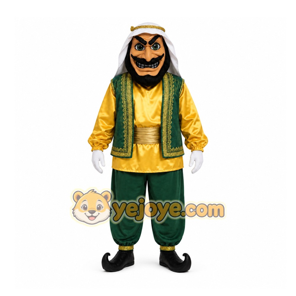 Green Middle Eastern Man Mascot Costume for Events and Promotions