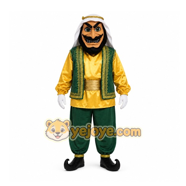 Green Middle Eastern Man Mascot Costume for Events and Promotions