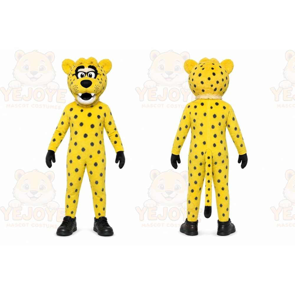 Yellow Cheetah Mascot Costume for Sports Events