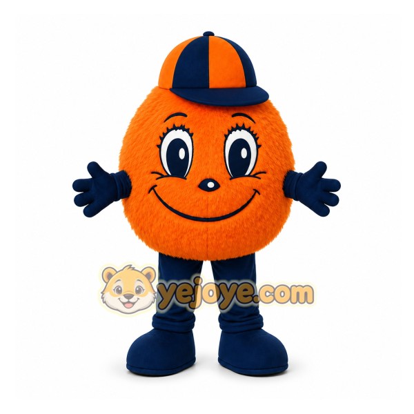 Orange Round Character With Cap Mascot Costume for Events and Promotions