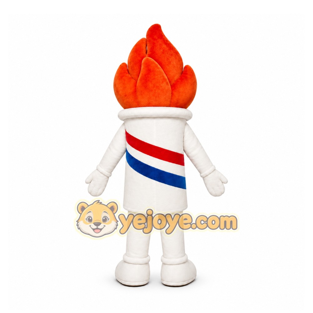 White Torch Mascot Costume for Events and Promotions White Torch Mascot Costume for Events and Promotions