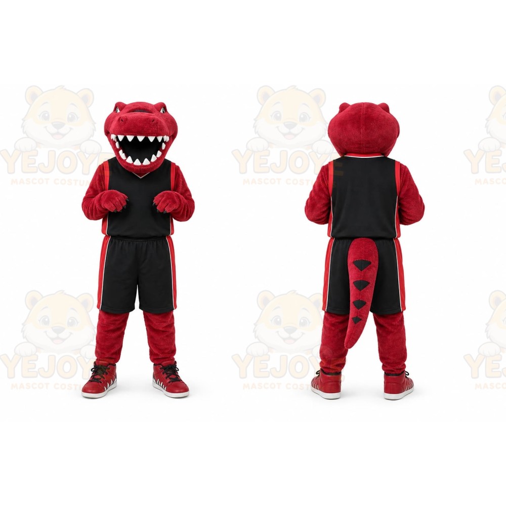 Red Dinosaur Mascot Costume for Sports Events