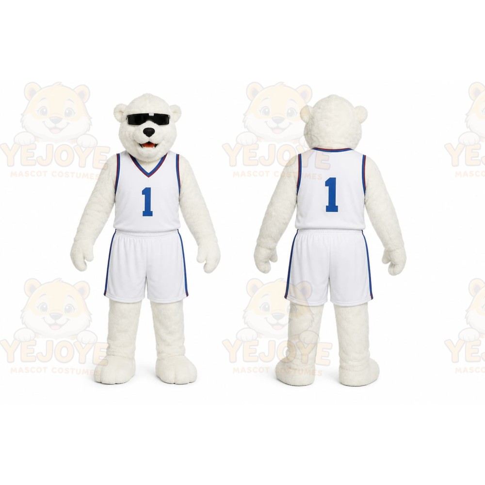 White Polar Bear Mascot Costume for Sports Events
