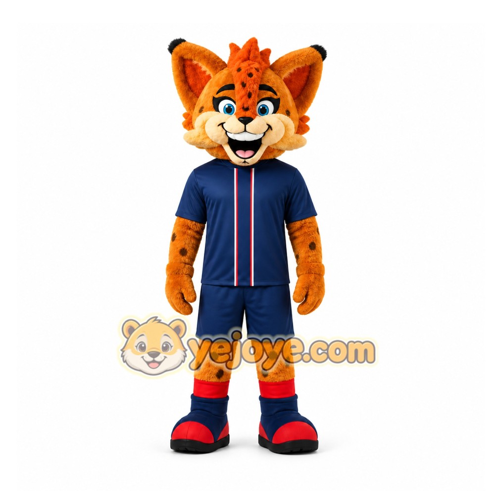 Orange Cheetah Mascot Costume for Sports Events Orange Cheetah Mascot Costume for Sports Events