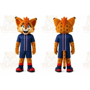 Orange Cheetah Mascot Costume for Sports Events