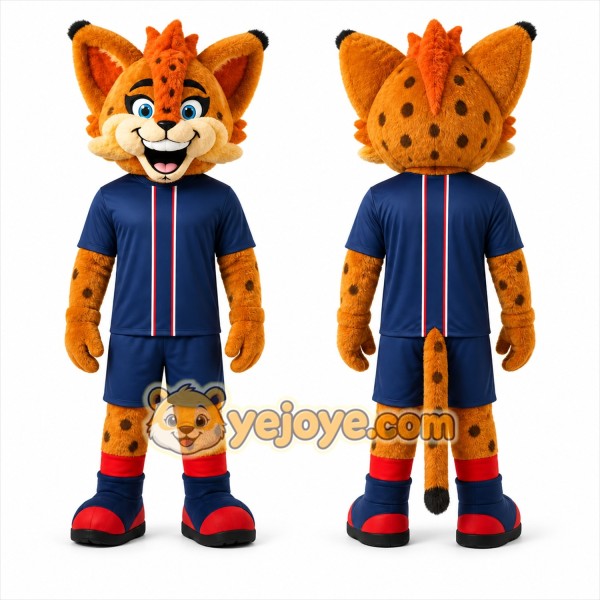 Orange Cheetah Mascot Costume for Sports Events