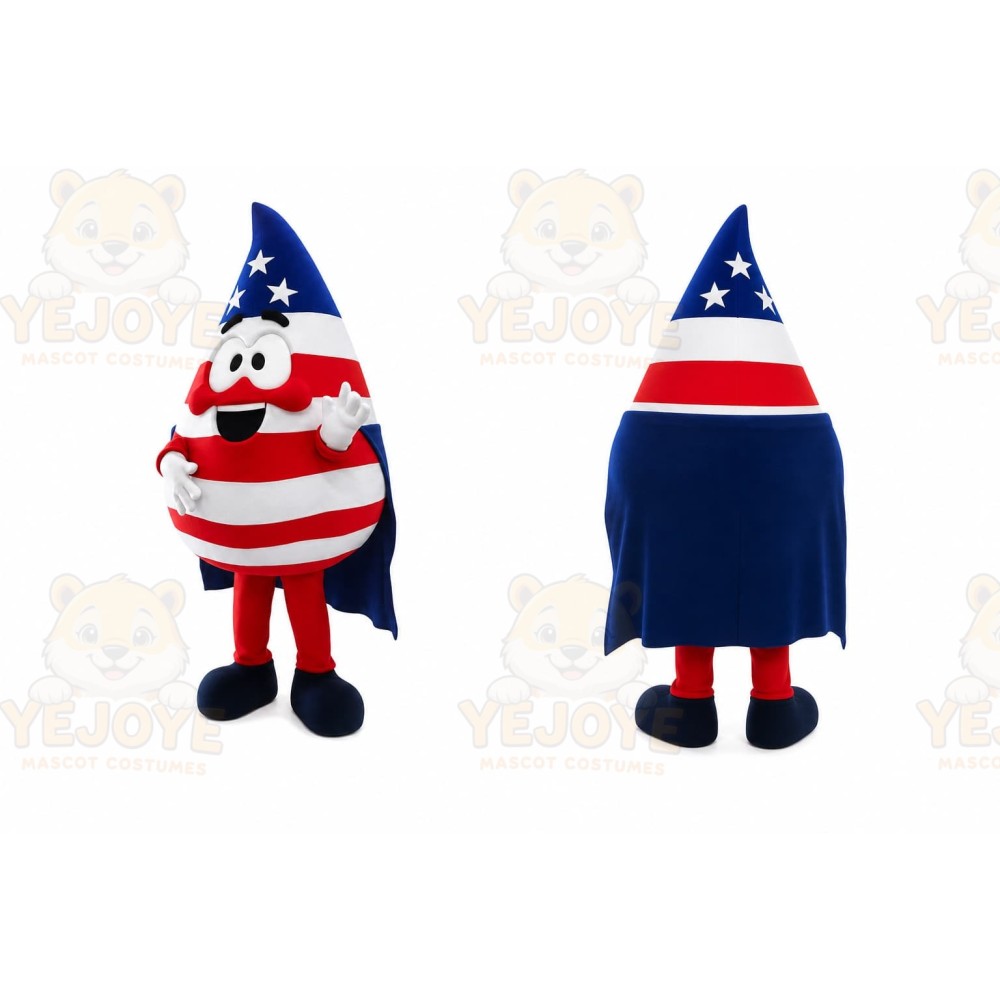 Blue Patriotic Drop Mascot Costume for Events and Promotions