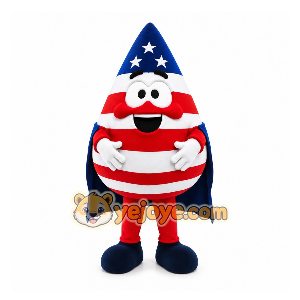 Blue Patriotic Drop Mascot Costume for Events and Promotions Blue Patriotic Drop Mascot Costume for Events and Promotions