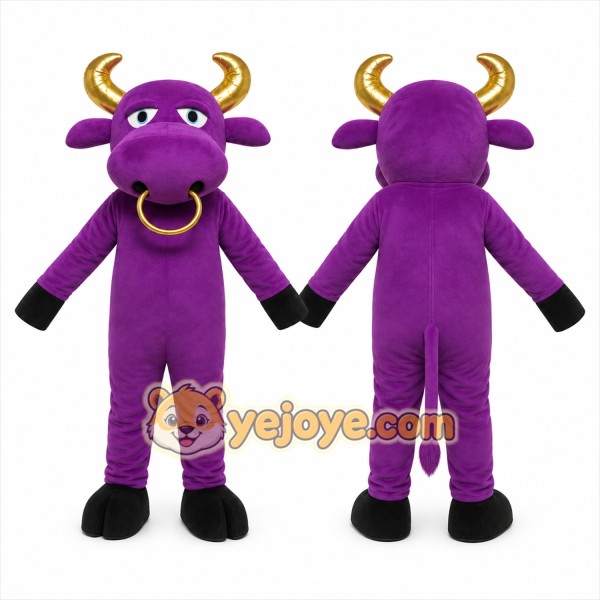 Purple Bull Mascot Costume for Events and Promotions