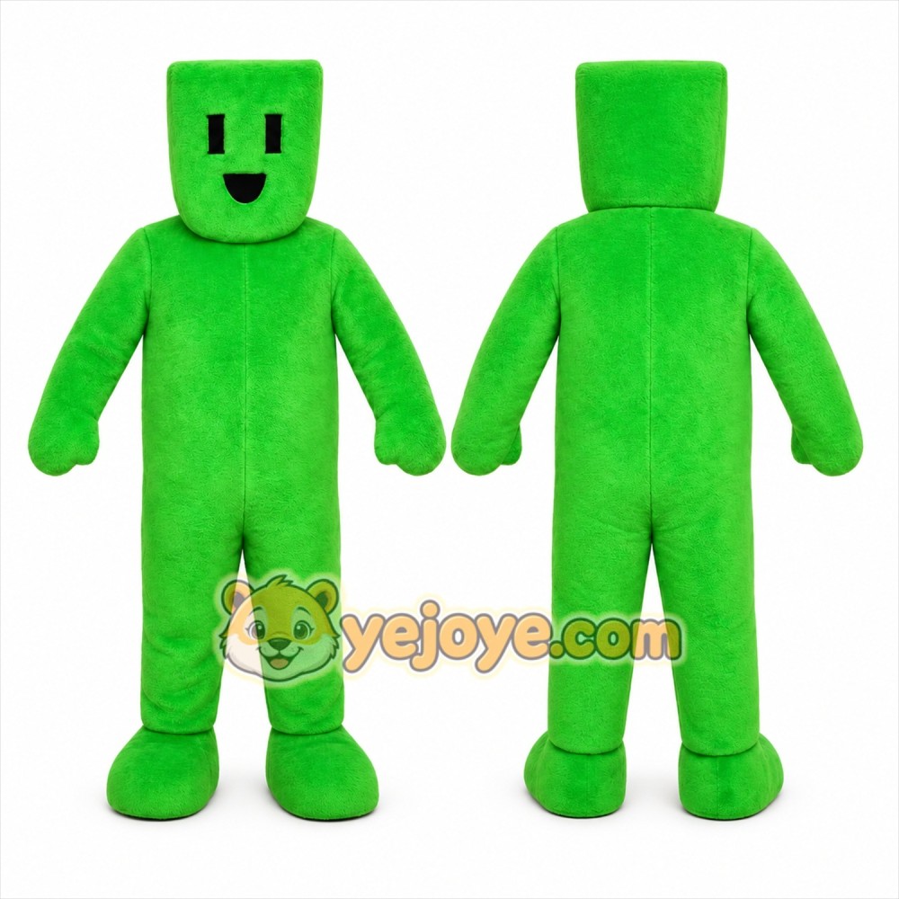 Green Block Figure Mascot Costume for Events and Promotions