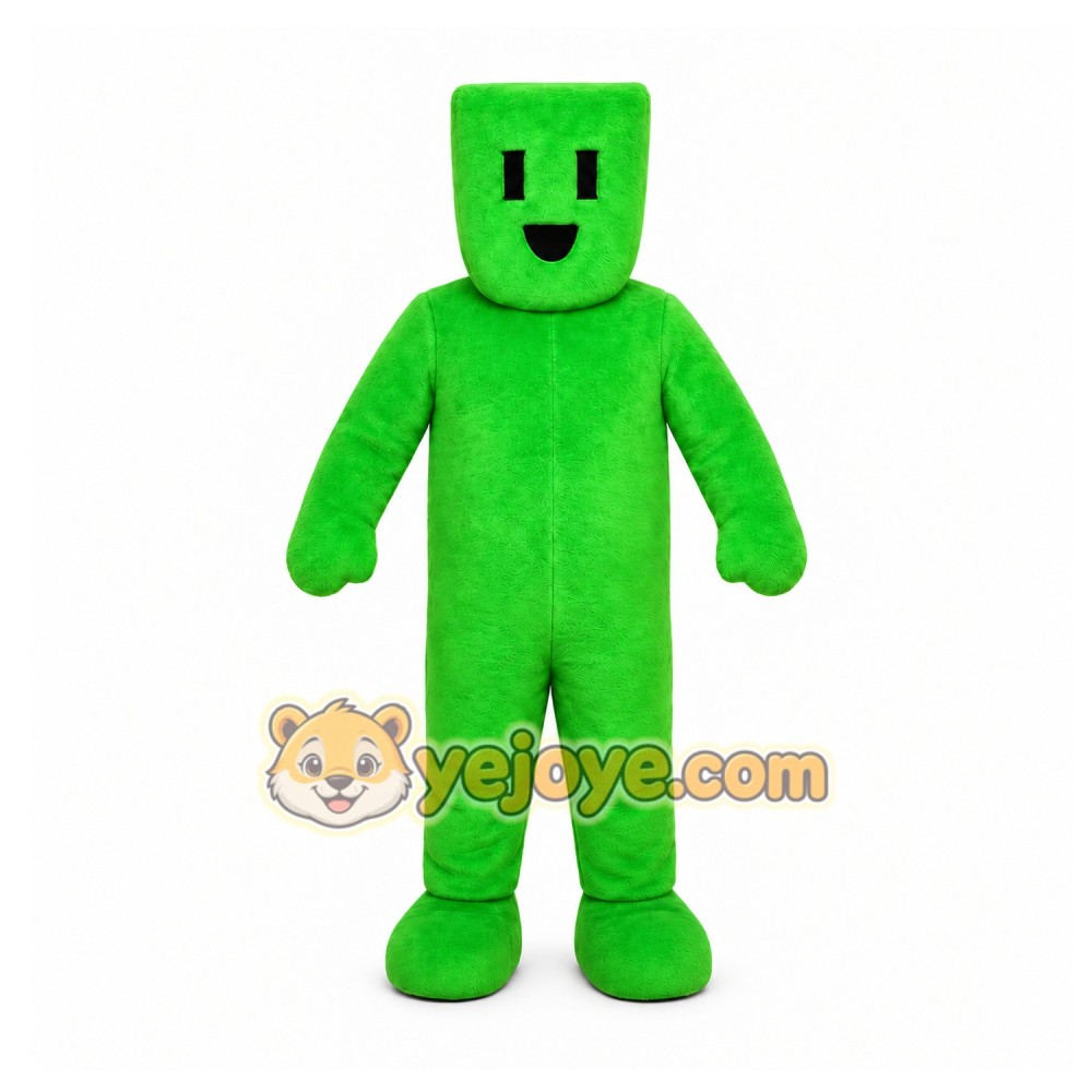 Green Block Figure Mascot Costume for Events and Promotions