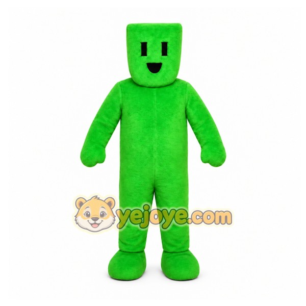Green Block Figure Mascot Costume for Events and Promotions