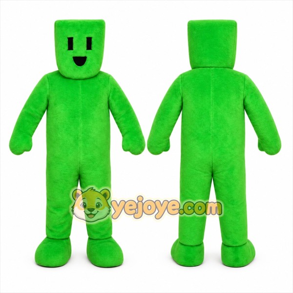Green Block Figure Mascot Costume for Events and Promotions