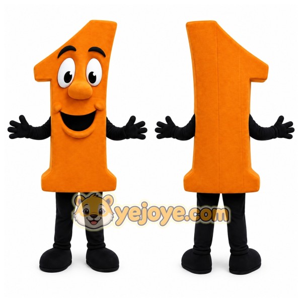 Orange Number One Mascot Costume for Events and Promotions