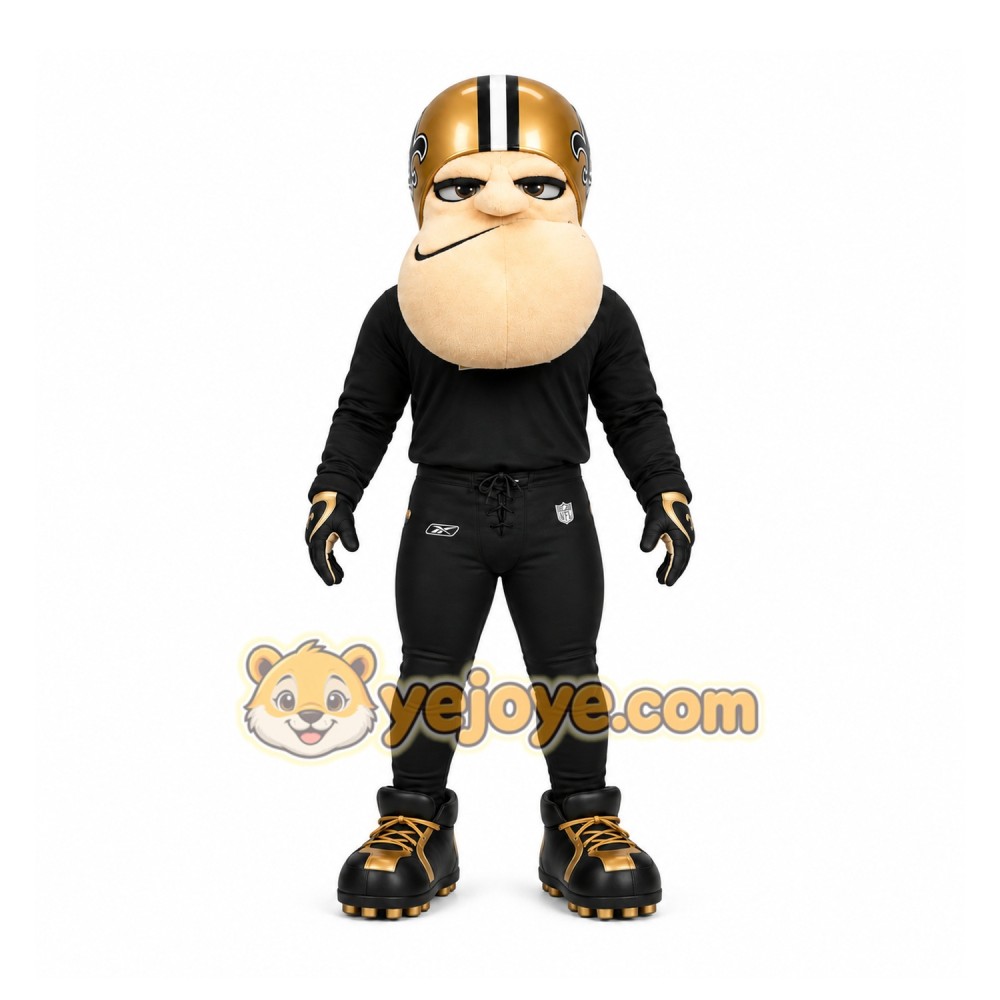 Black Football Player Mascot Costume for Sports Events Black Football Player Mascot Costume for Sports Events