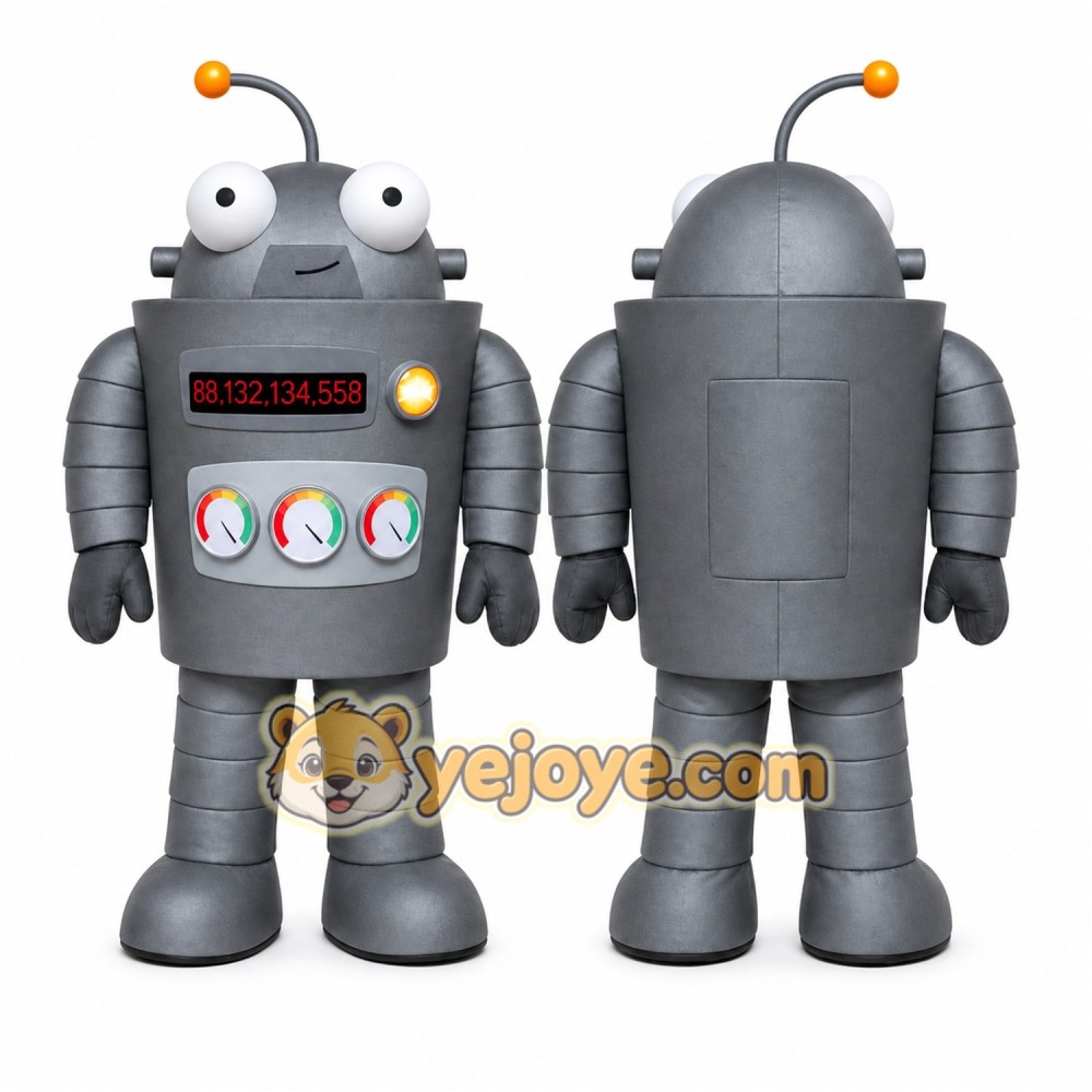 Gray Robot Mascot Costume for Events and Promotions Gray Robot Mascot Costume for Events and Promotions