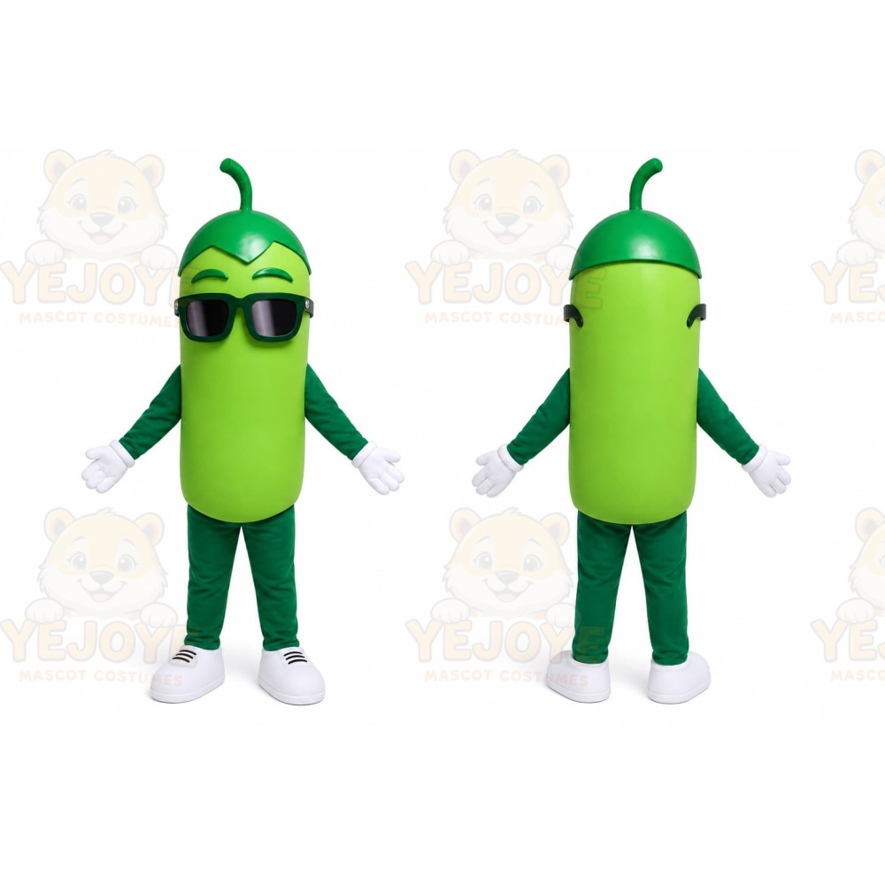 Green Pickle Mascot Costume for Events and Promotions
