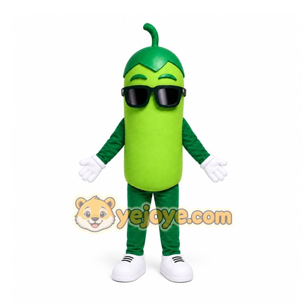 Green Pickle Mascot Costume for Events and Promotions