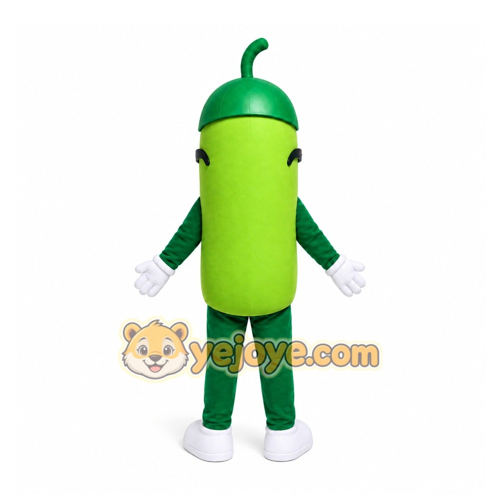 Green Pickle Mascot Costume for Events and Promotions Green Pickle Mascot Costume for Events and Promotions