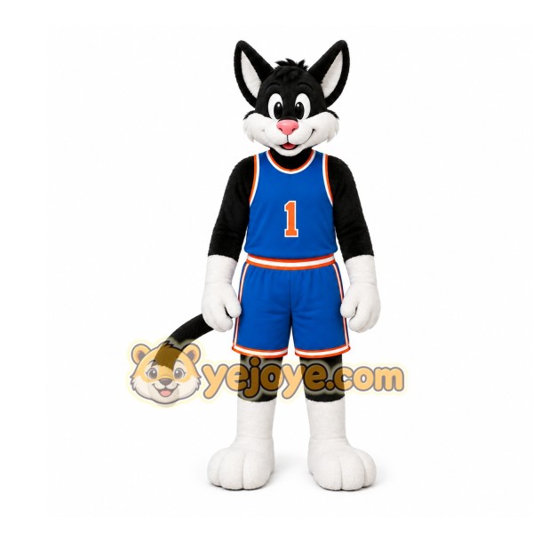 Black Cat In Sports Uniform Mascot Costume for Sports Events
