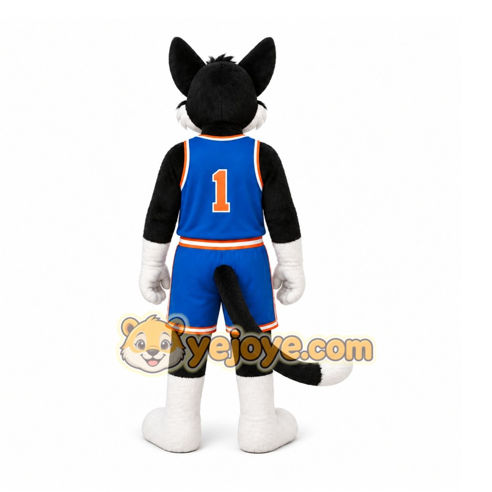 Black Cat In Sports Uniform Mascot Costume for Sports Events Black Cat In Sports Uniform Mascot Costume for Sports Events