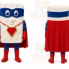 White Superhero Cracker Mascot Costume for Events and Promotions