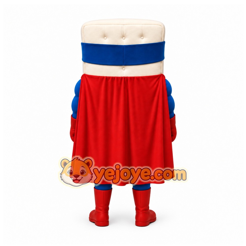 White Superhero Cracker Mascot Costume for Events and Promotions White Superhero Cracker Mascot Costume for Events and Promotions