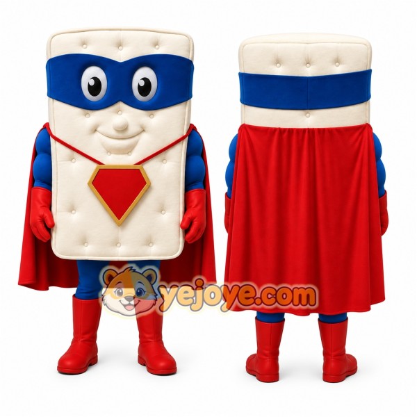 White Superhero Cracker Mascot Costume for Events and Promotions