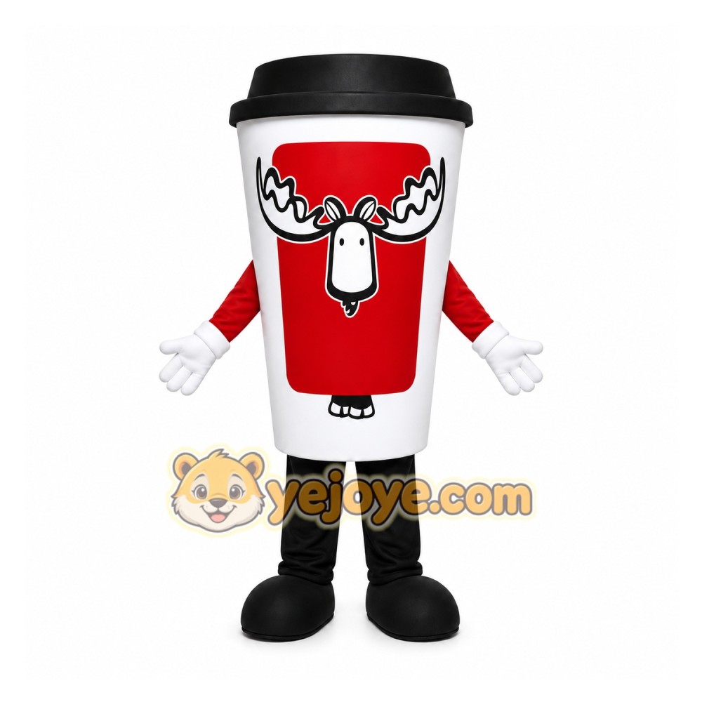 White Coffee Cup Mascot Costume for Restaurant Promotions White Coffee Cup Mascot Costume for Restaurant Promotions