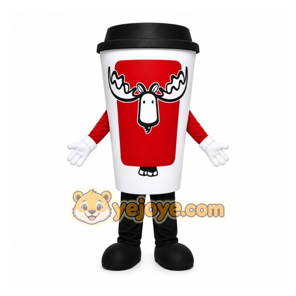 White Coffee Cup Mascot Costume for Restaurant Promotions White Coffee Cup Mascot Costume for Restaurant Promotions