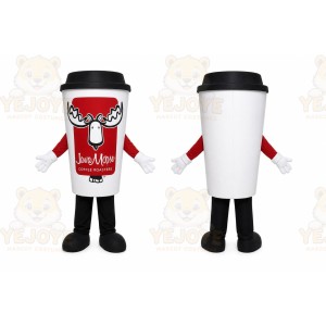 White Coffee Cup Mascot Costume for Restaurant Promotions