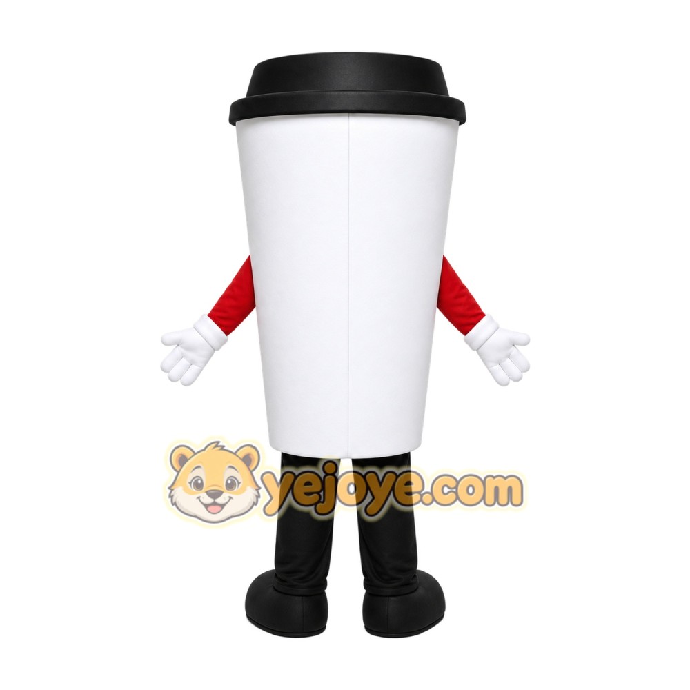 White Coffee Cup Mascot Costume for Restaurant Promotions White Coffee Cup Mascot Costume for Restaurant Promotions