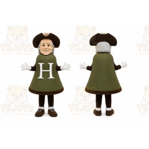 Green Colonial Man Mascot Costume for School Events