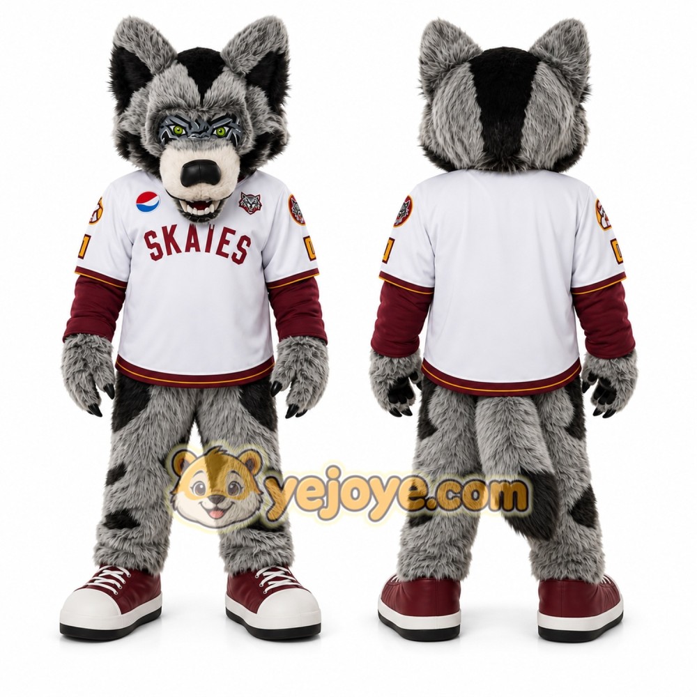 Gray Wolf Mascot Costume for Sports Events Gray Wolf Mascot Costume for Sports Events