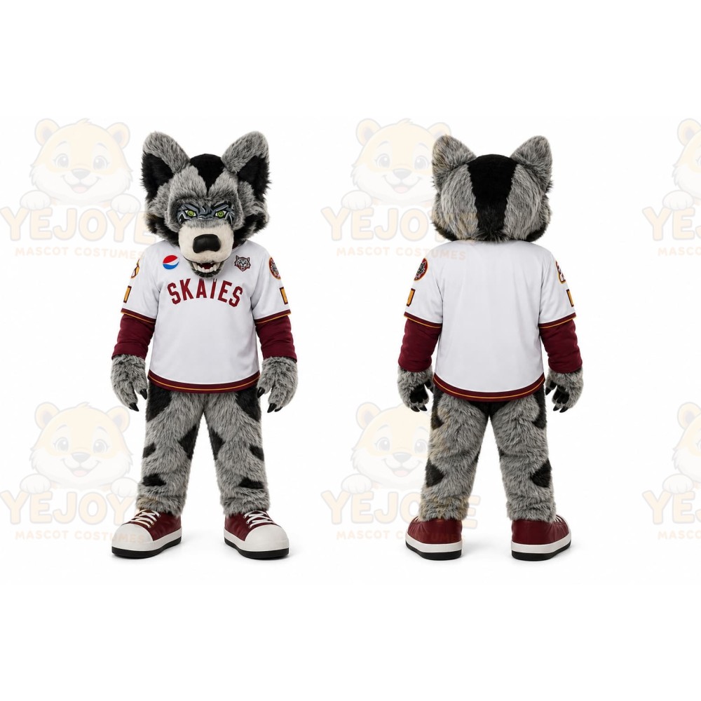 Gray Wolf Mascot Costume for Sports Events