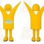 Yellow Abstract Human Figure Mascot Costume for Corporate Events