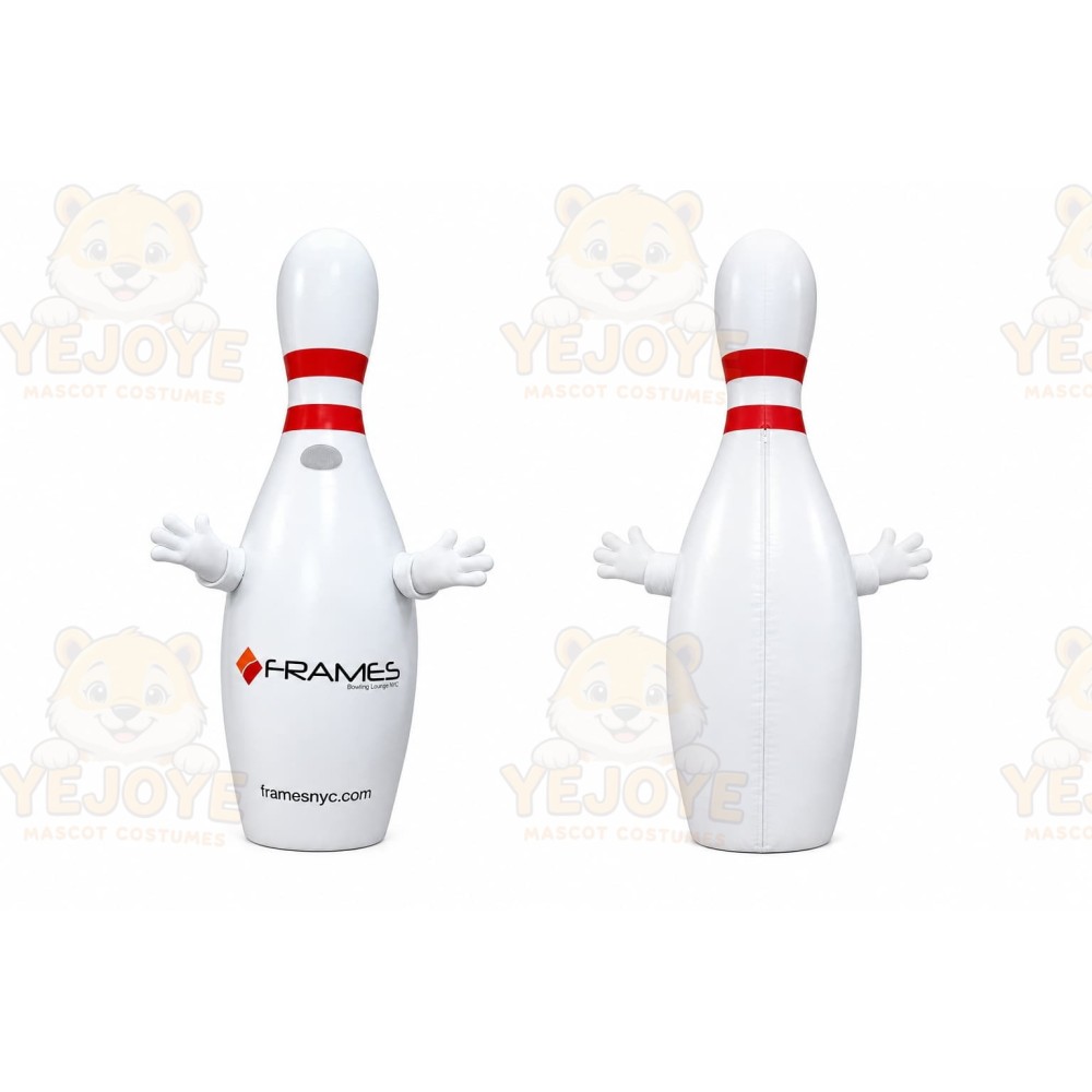White Bowling Pin Mascot Costume for Events and Promotions