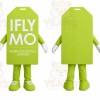 Green Luggage Tag Mascot Costume for Corporate Events