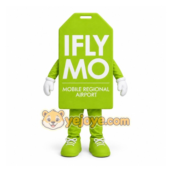 Green Luggage Tag Mascot Costume for Corporate Events