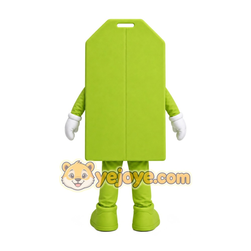Green Luggage Tag Mascot Costume for Corporate Events
