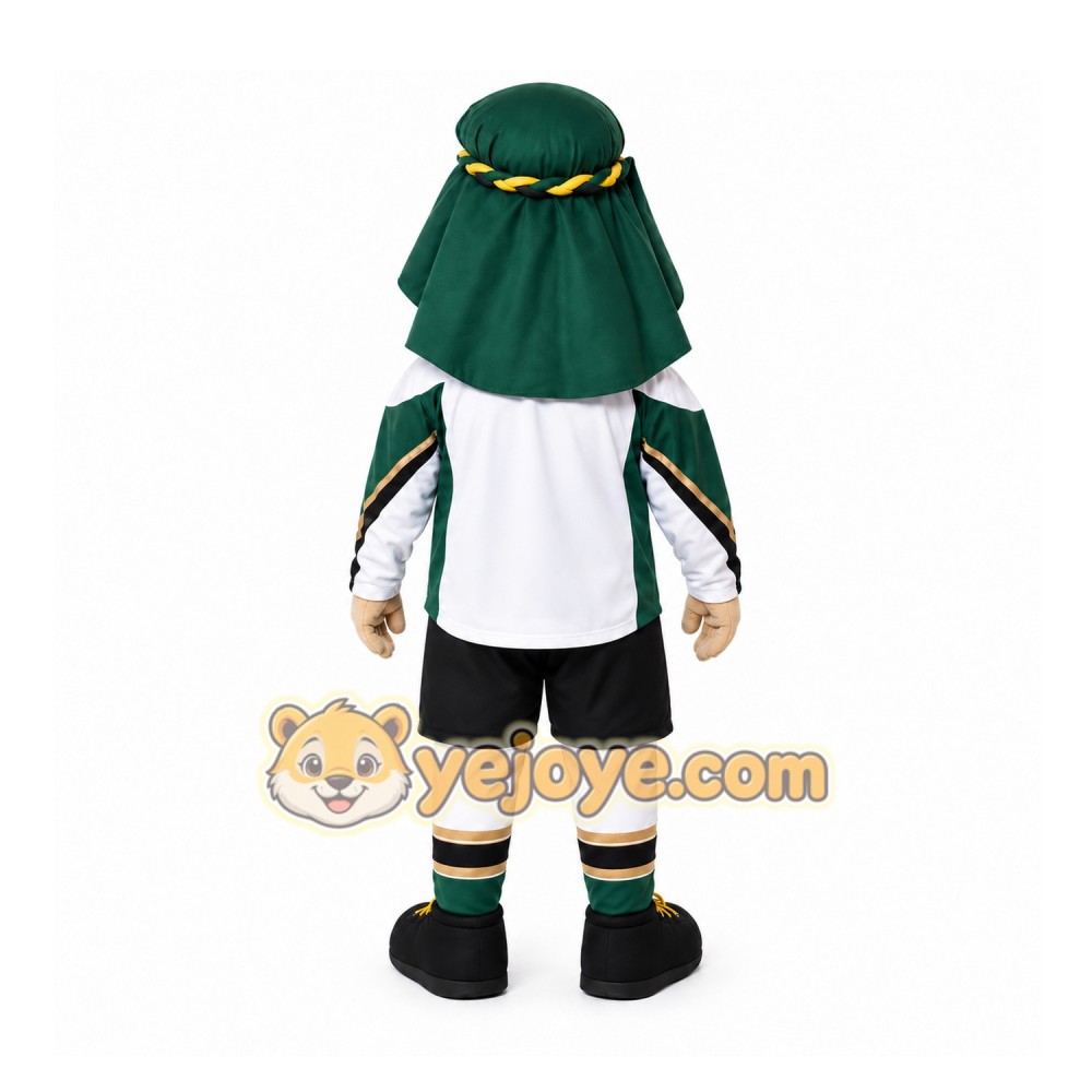 Green Man With Turban Mascot Costume for Sports Events