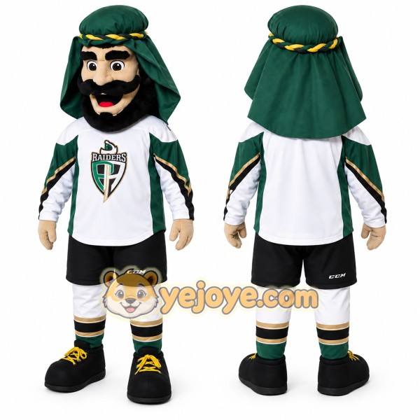 Green Man With Turban Mascot Costume for Sports Events